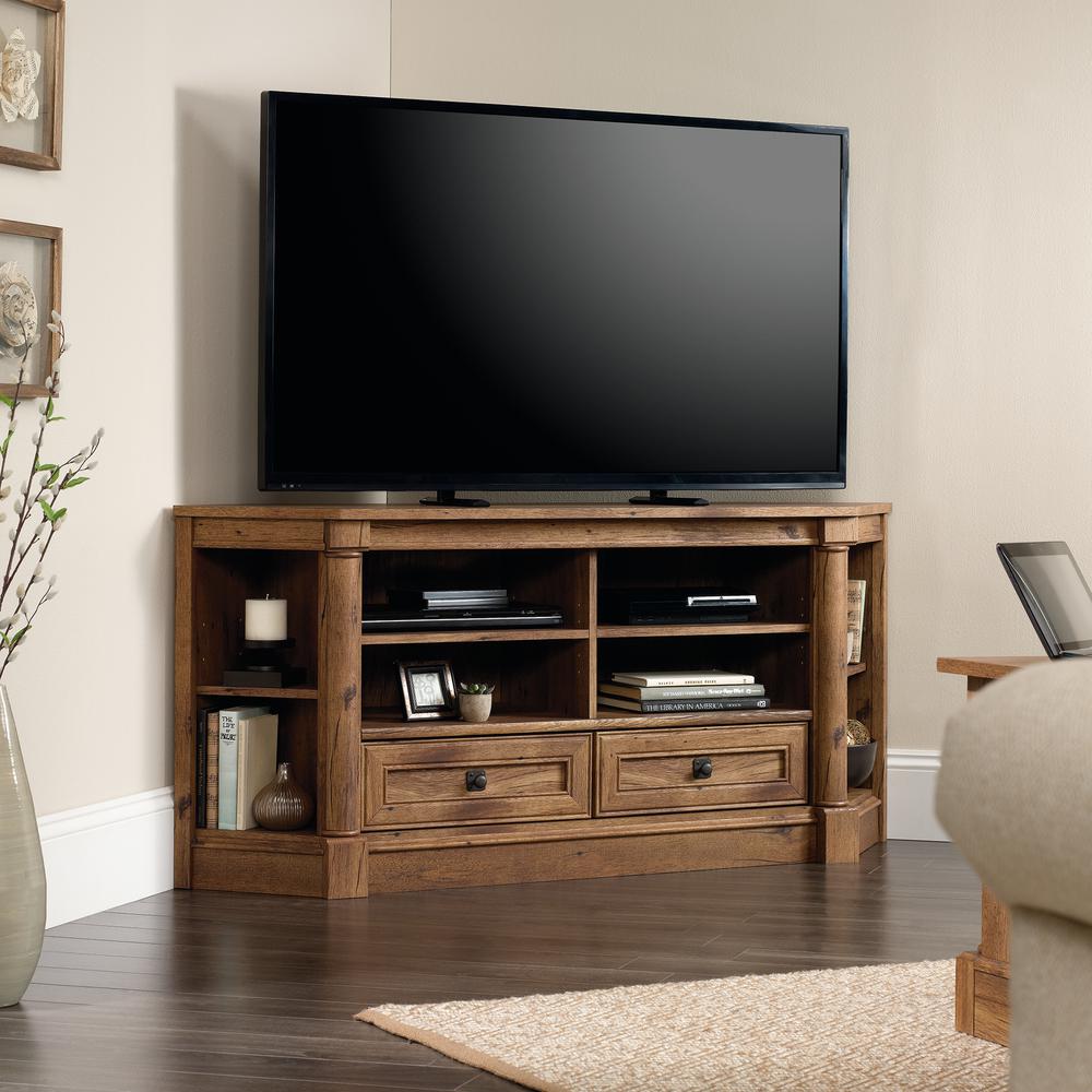 Sauder Palladia Collection Vintage Oak Corner Entertainment