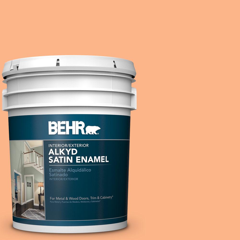 BEHR 5 gal. P2104 Lollipop Urethane Alkyd Satin Enamel Interior/Exterior Paint793005 The
