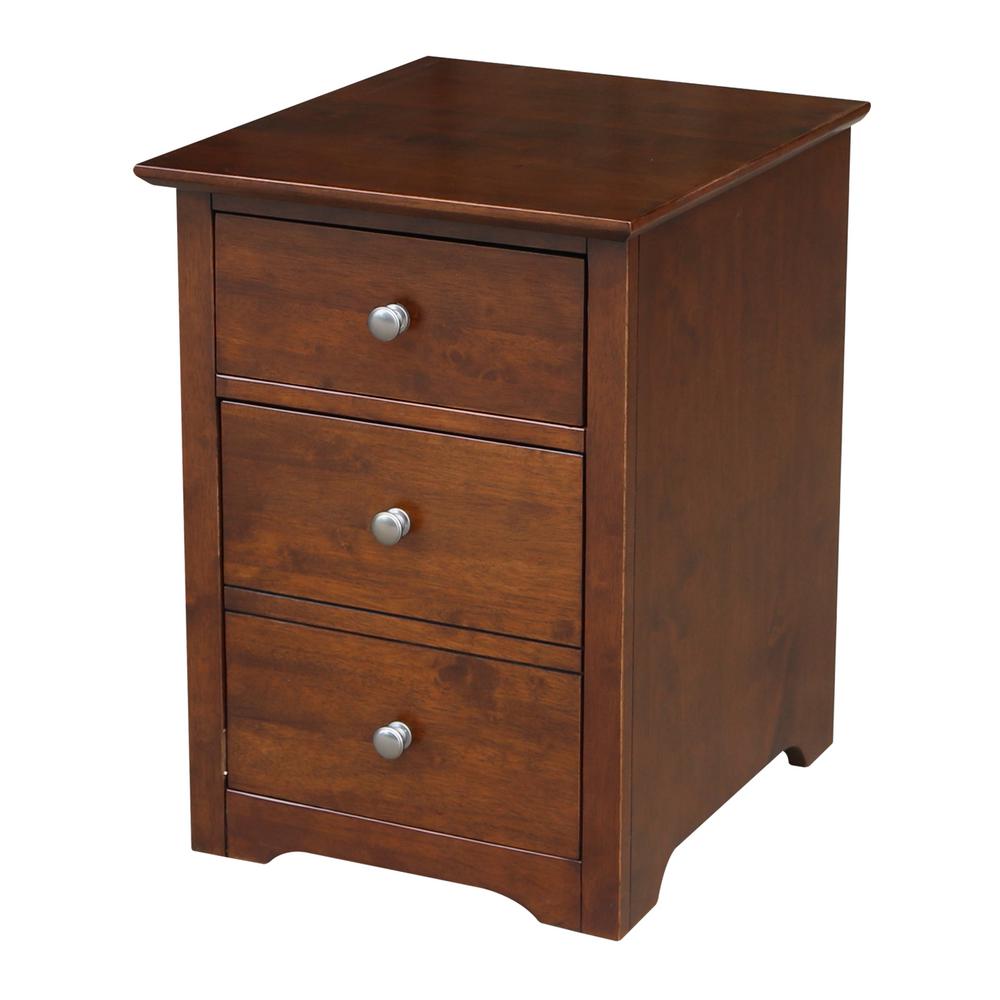 International Concepts Solid Wood Espresso Rolling File Cabinet