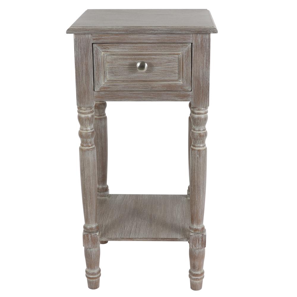 Decor Therapy Natural Wood 1 Drawer Square Table FR8692 The Home Depot