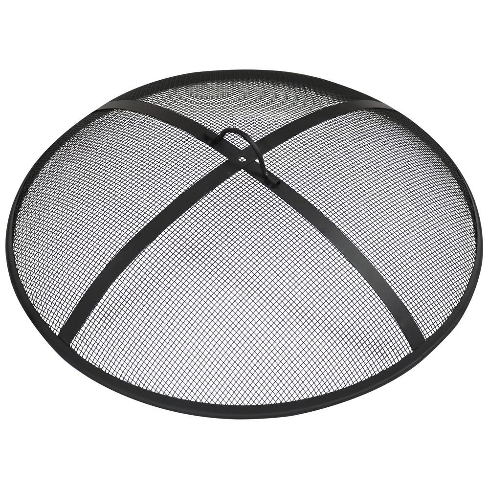 Sunnydaze Decor 24 In Black Round Steel Fire Pit Spark Screen Kf