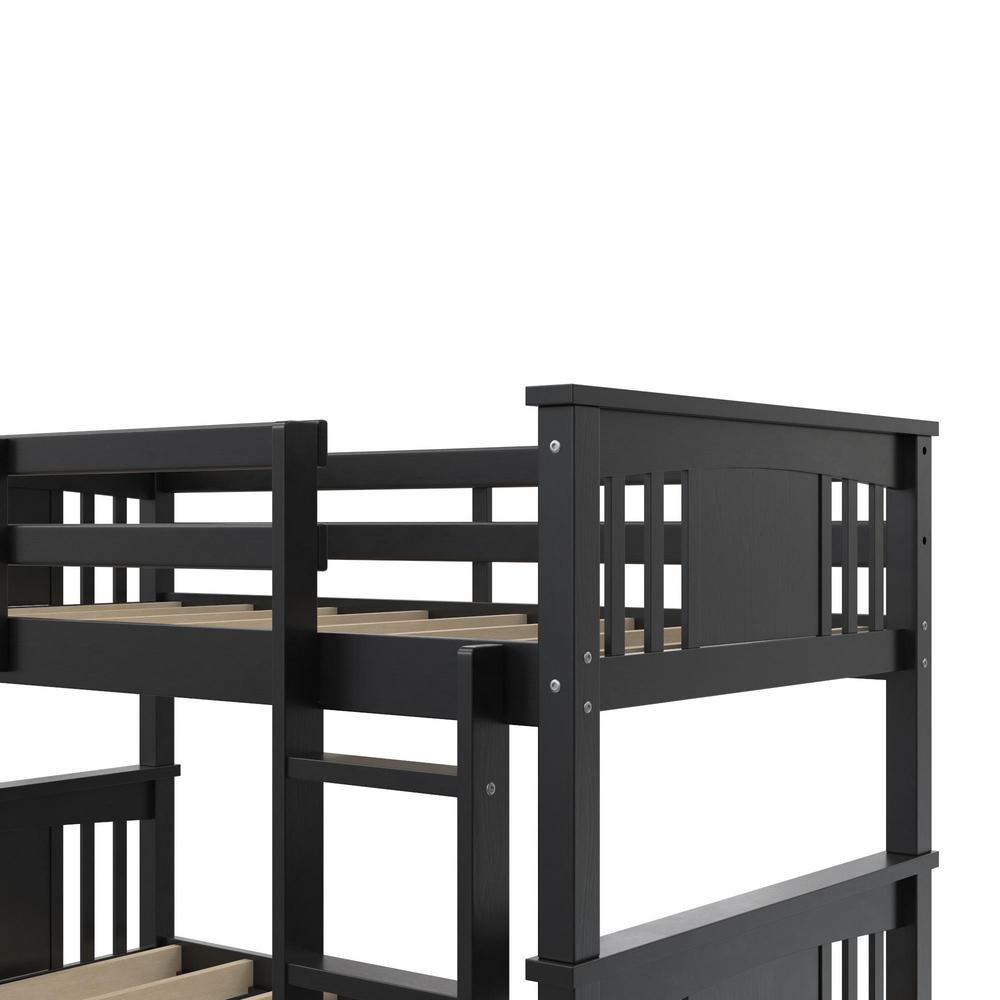 Dorel Living Dylan Twin Over Twin Wood Bunk Bed for Kids Black