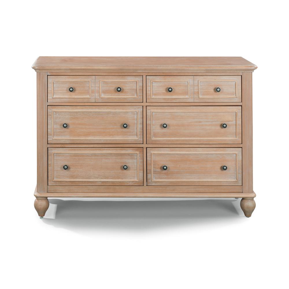 Dressers Chests Bedroom Furniture The Home Depot Cambridge 6 Drawer White Washed Maple Dresser