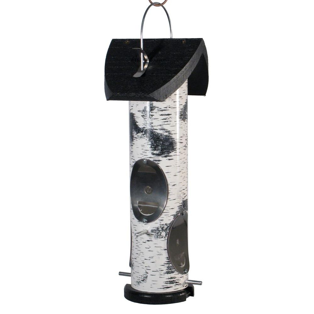 Woodlink Heavy Duty Birch Log Nyjer Seed Tube Bird Feeder Log2t