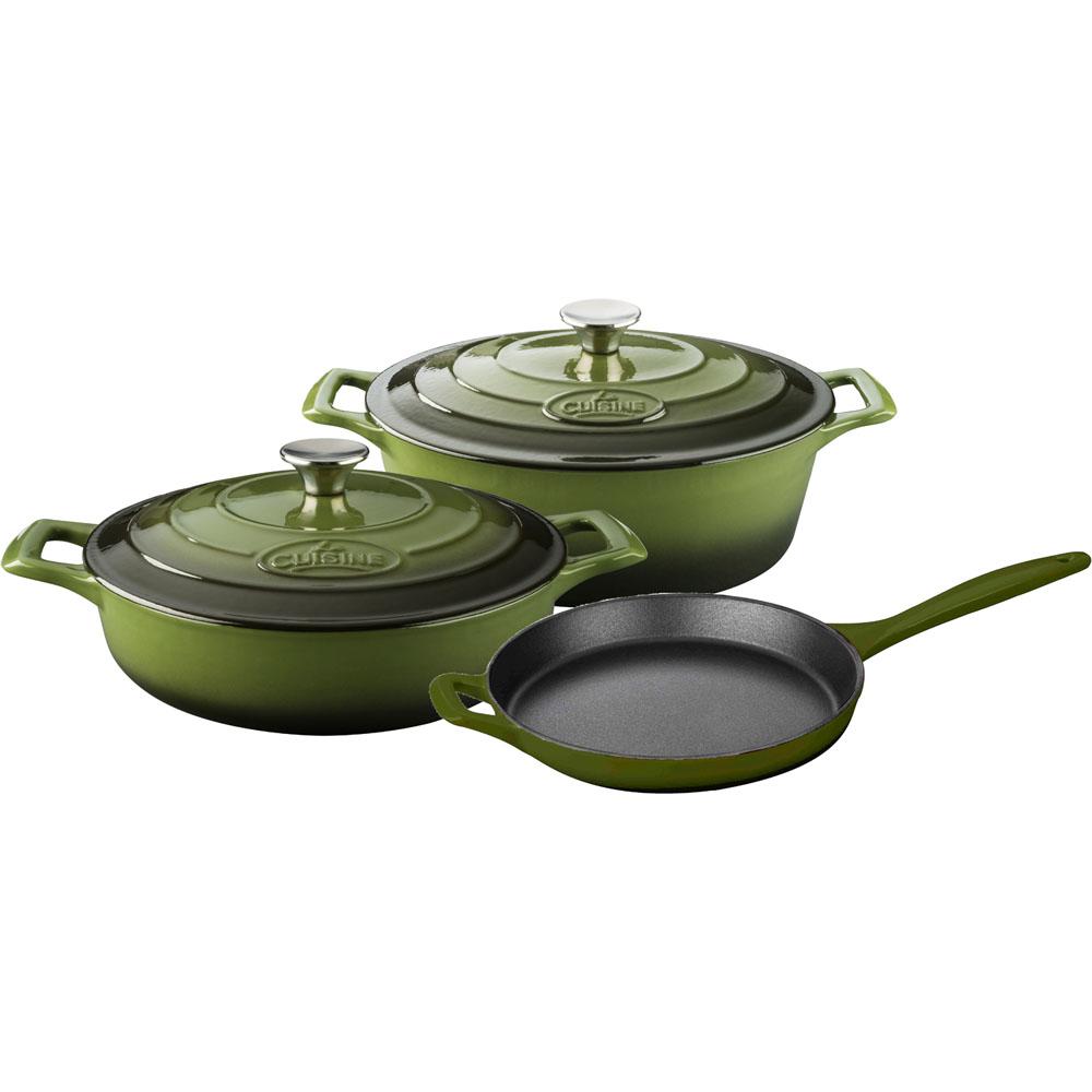 La Cuisine PRO Range 5Piece Cast Iron Cookware Set in Olive GreenLC
