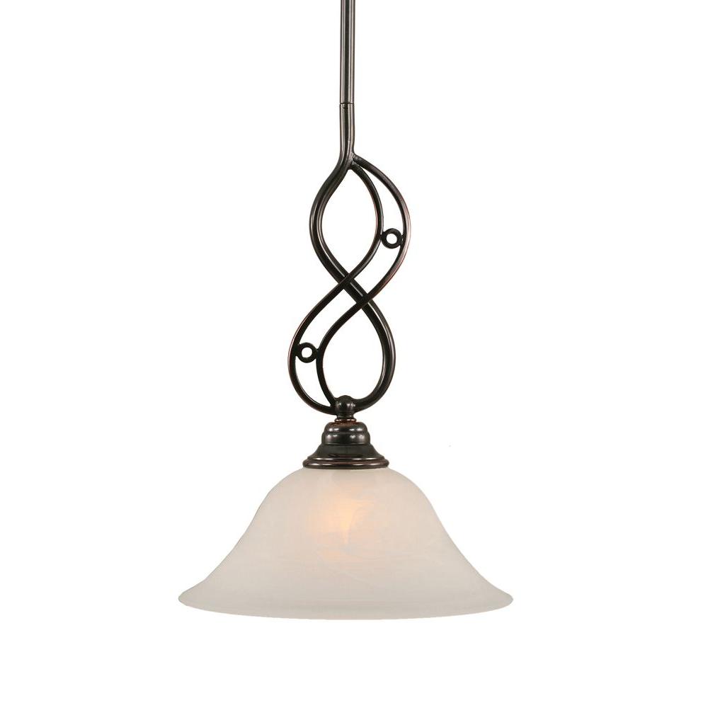 Filament Design 1 Light Black Copper Pendant With White Alabaster Filament Design 1 Light Black Copper Pendant With White Alabaster Glass
