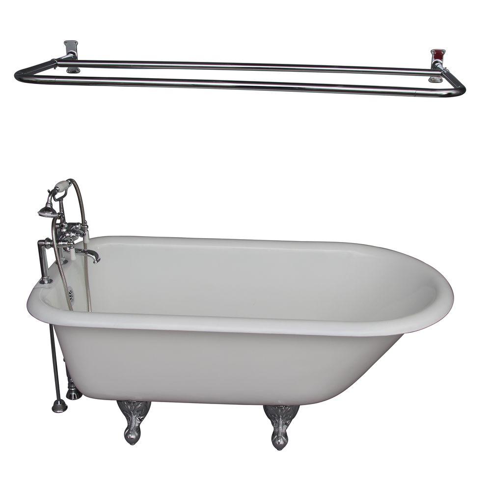 Barclay Products 5.6 ft. Cast Iron Roll Top Bathtub Kit in White with