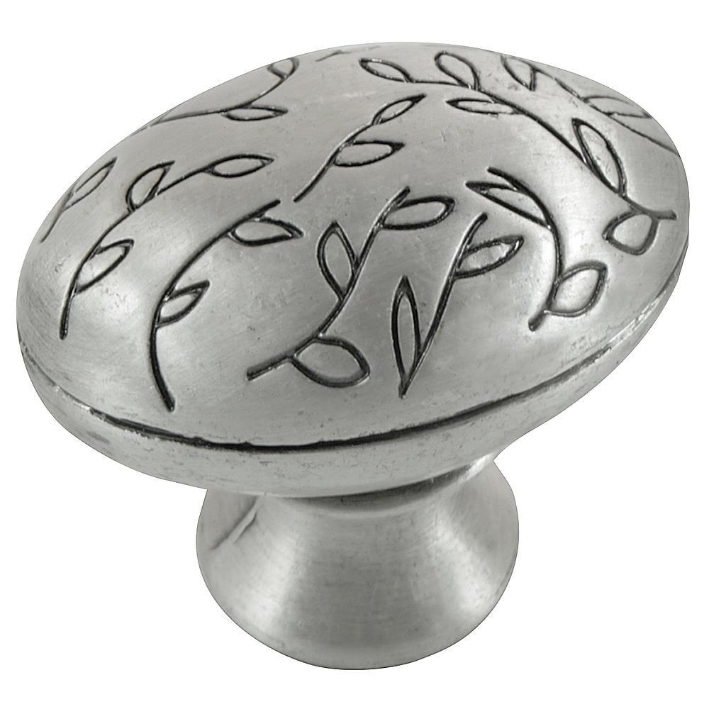 MNG Hardware 11/2 in. Satin Antique Nickel Vine Egg Knob15221 The