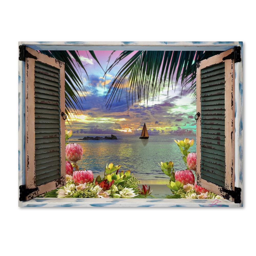 Trademark Fine Art 18 In X 24 In Tropical Window To Paradise Iii By Leo Kelly Printed Canvas Wall Art Ma0864 C1824gg The Home Depot
