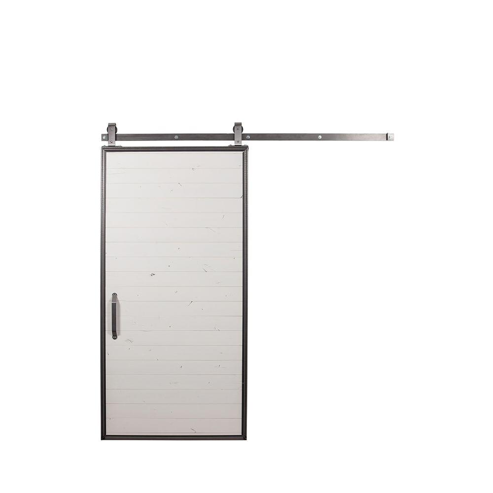 Rustica Hardware 36 in. x 84 in. Mountain Modern White Wood Barn Door