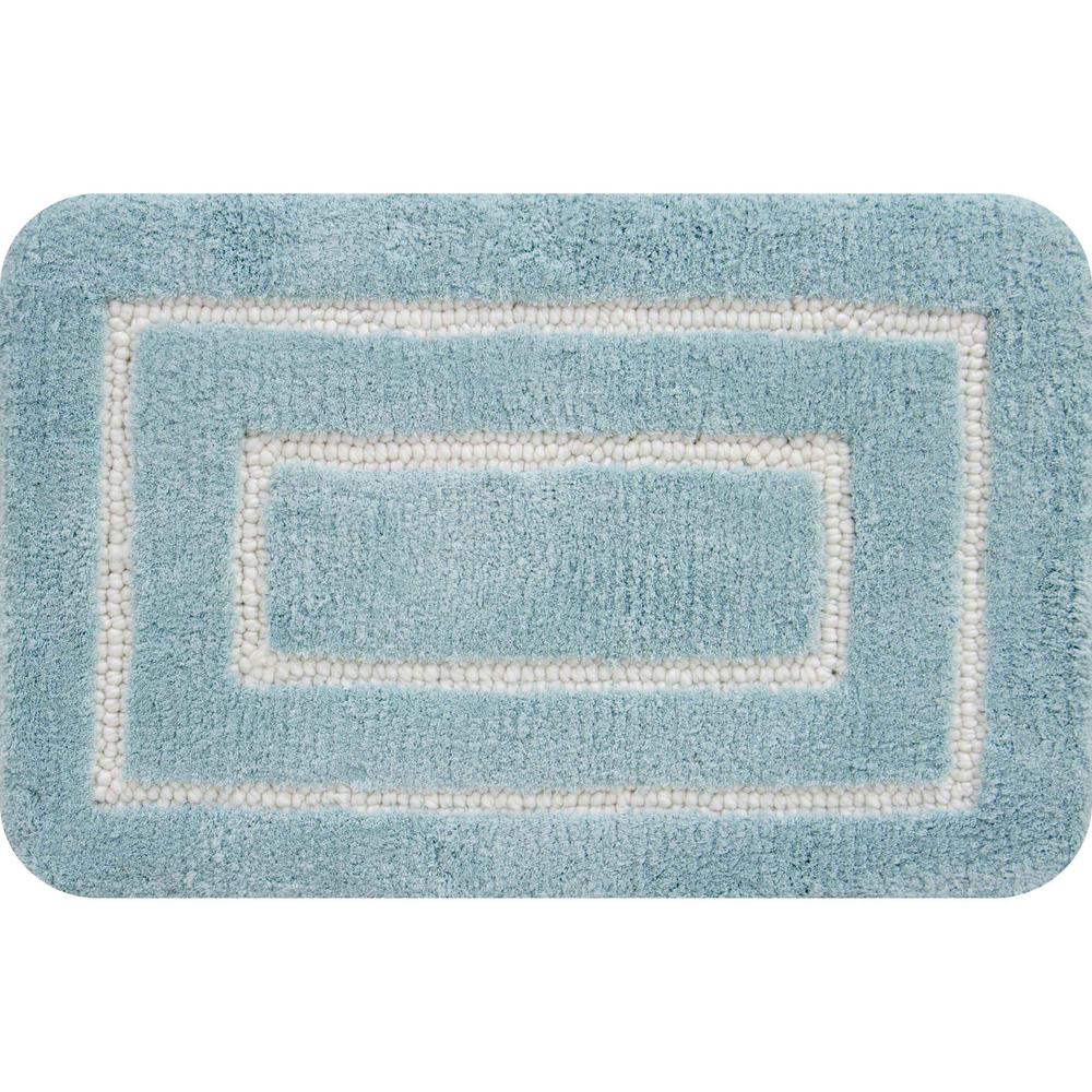 Unbranded Borders Foam Aqua 36 in. x 24 in. Polyester Bath Mat