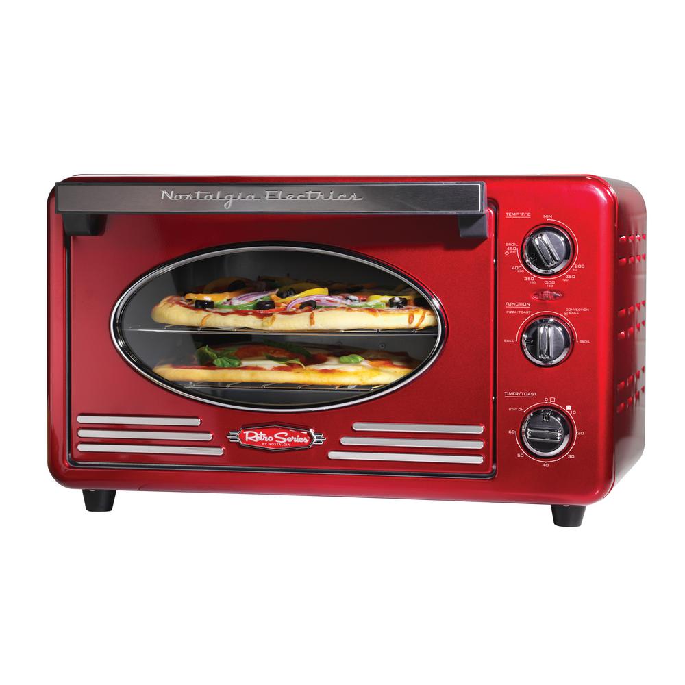 Nostalgia Retro 1500 W 12Slice Retro Red Convection Toaster Oven with Built in TimerRTOV2RR