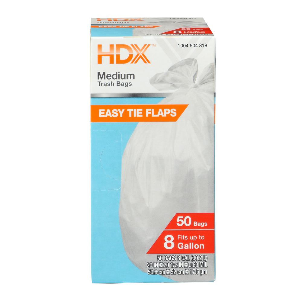 HDX 8 Gallon White Medium Trash Bag (50-Count)-HDX 8G WHT - The Home Depot