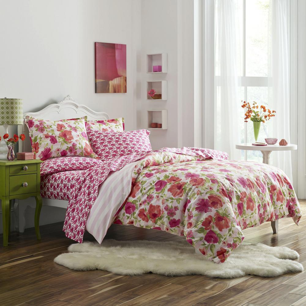 Poppy & Fritz Buffy 2Piece Pink Twin Cotton Duvet Cover Set 212867