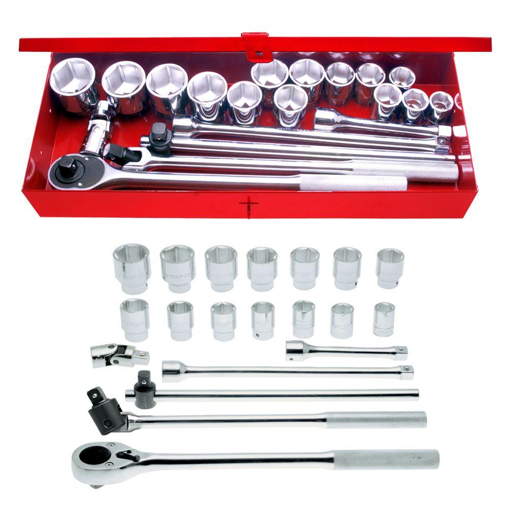 Urrea 55202 3//4-Inch Drive Chrome Socket Set 29-Piece