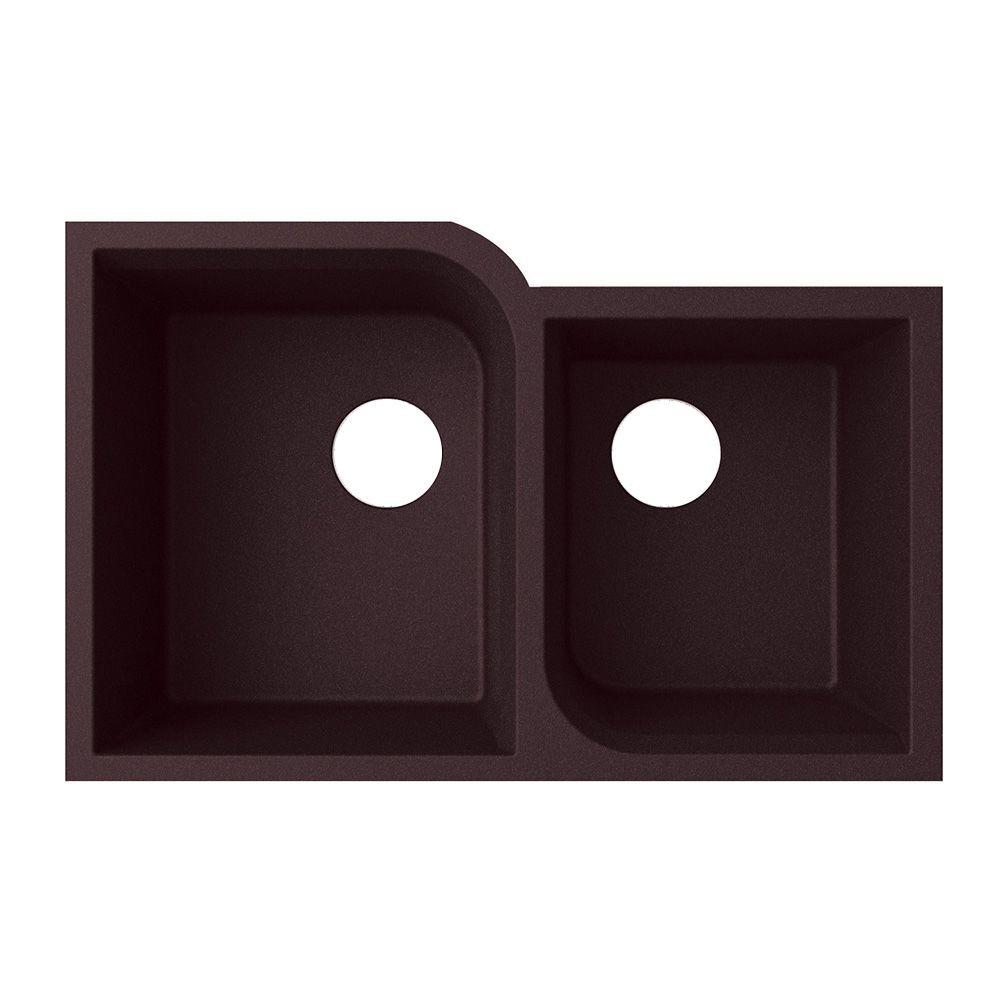 Swan Undermount Granite 21 in. Double Bowl Kitchen Sink in EspressoQU03322RC.170 The Home Depot