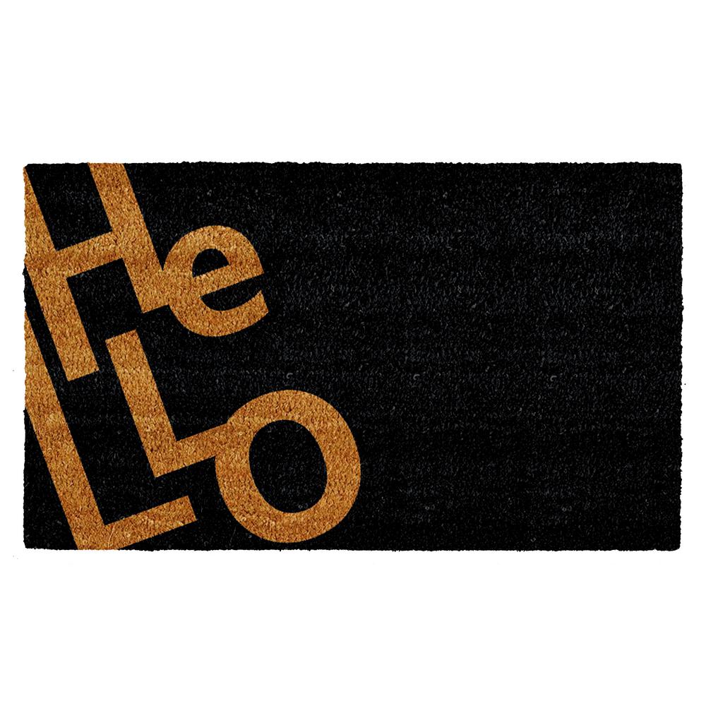 Home and More Angle Hello Natural/Black 30 in. x 48 in. Door Mat