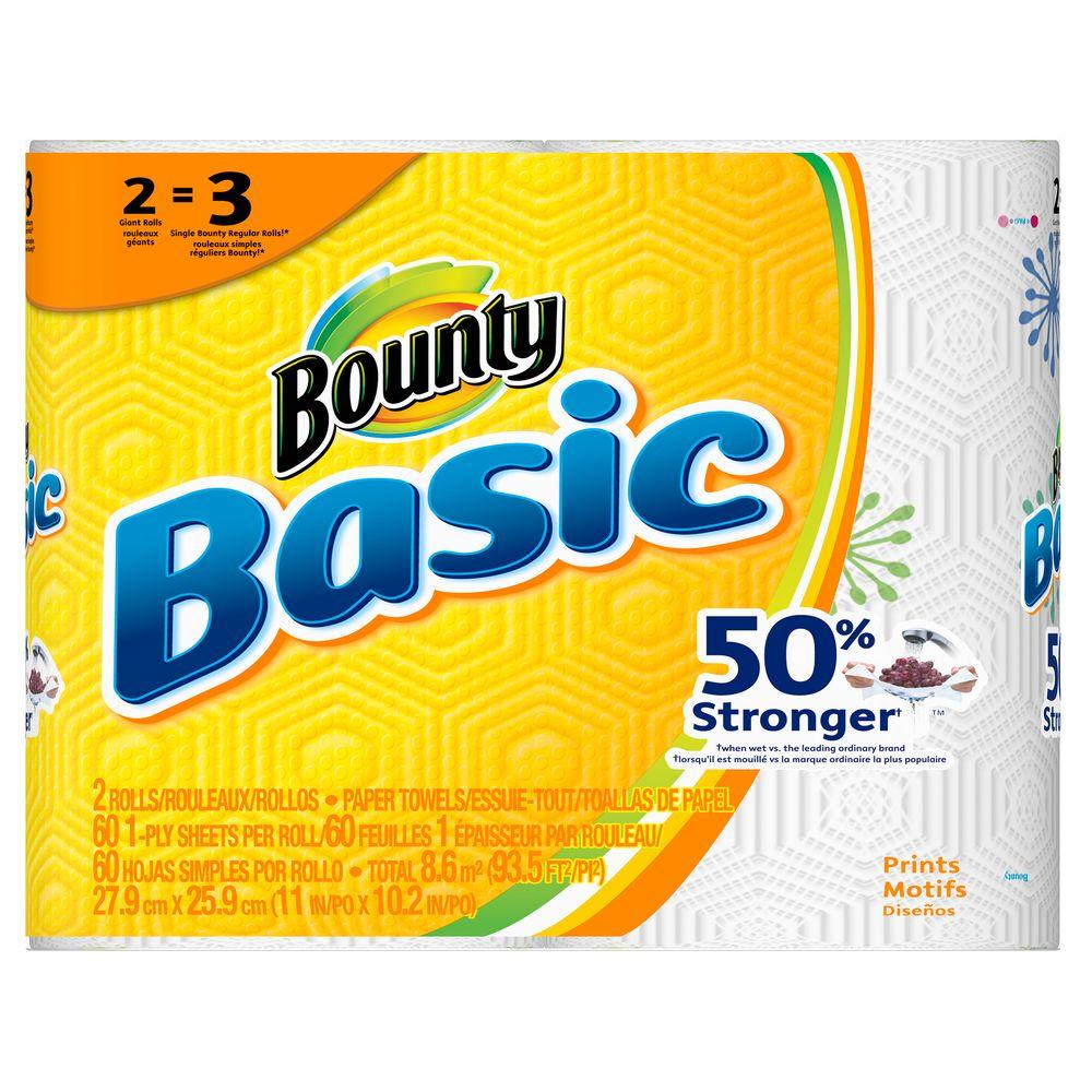 Bounty Basic 1-Ply White Paper Towels (2 Roll)-003700092971 - The Home ...