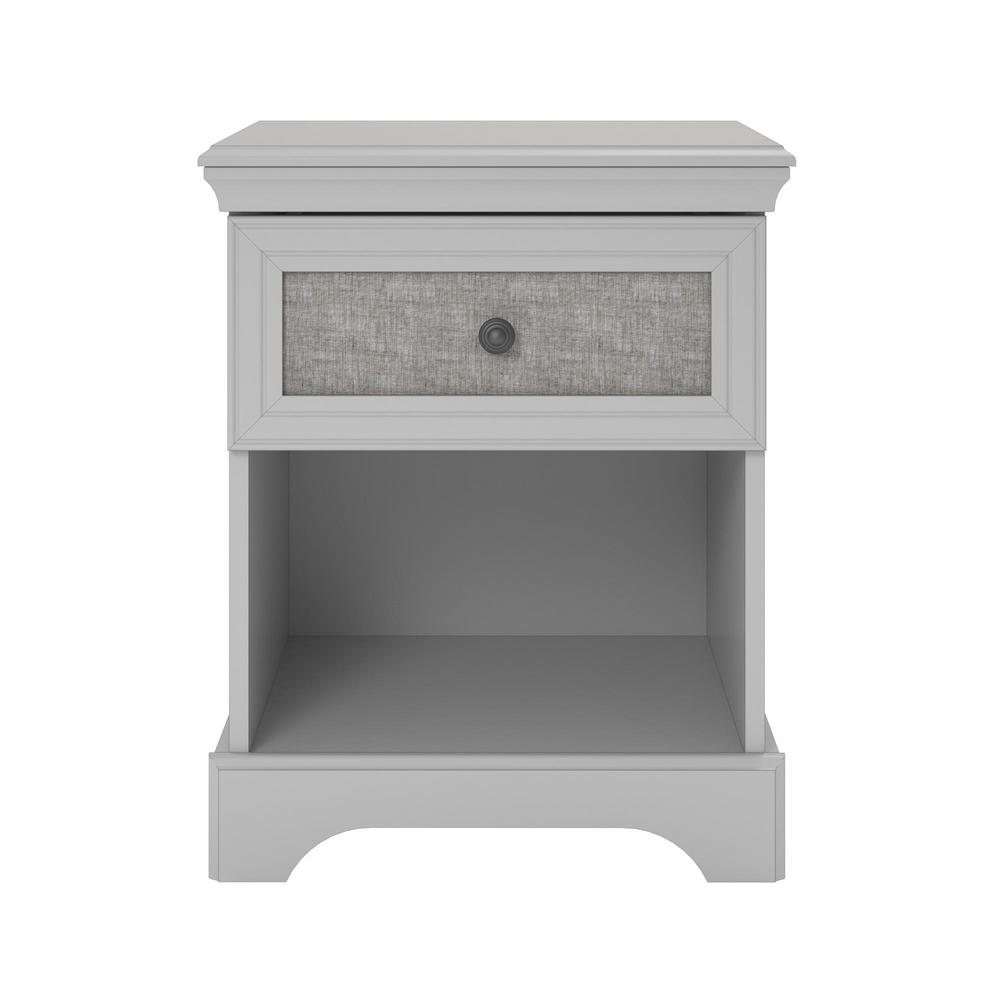 Ameriwood Hillside Dove Gray Nightstand With Fabric Insert Hd60212 The Home Depot