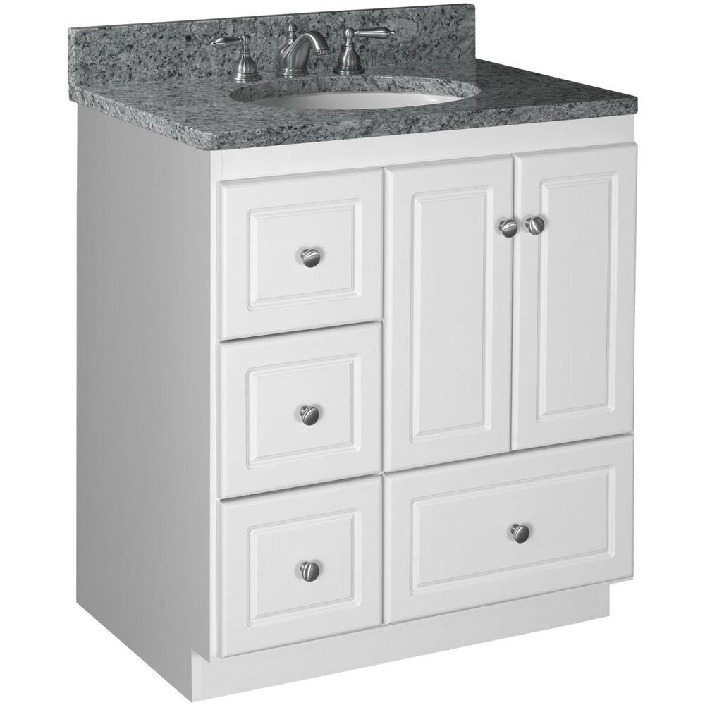 Simplicity By Strasser Ultraline 30 In W X 21 In D X 345 In H Vanity With Left Drawers Cabinet Only In Satin White 013082 The Home Depot