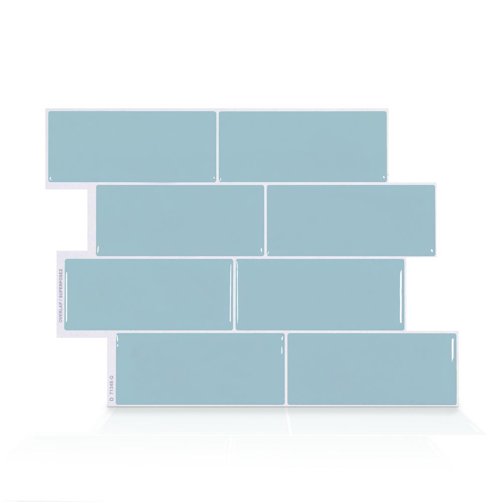 Smart Tiles Metro 11 56 In W X 8 38 H Blue L And Stick H Blue L And Stick Self Adhesive Decorative Mosaic Wall Tile Backsplash 4 Pack