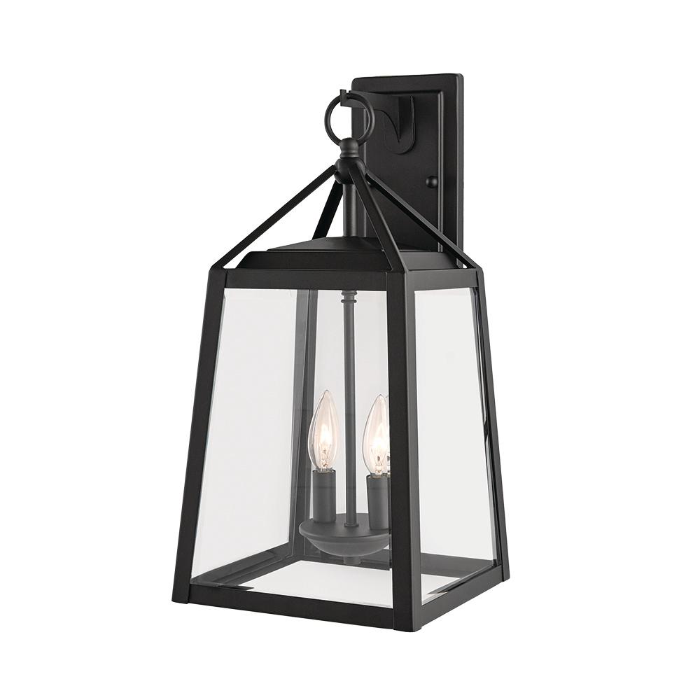 Home Decorators Collection Blakeley Transitional 2-Light Black Outdoor Wall Lantern with Beveled Glass