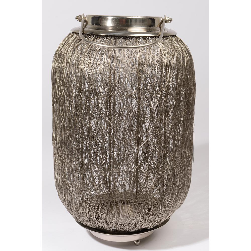 Kaemingk 23 in. Beach Day Contemporary Chic Large Wire Woven Hurricane