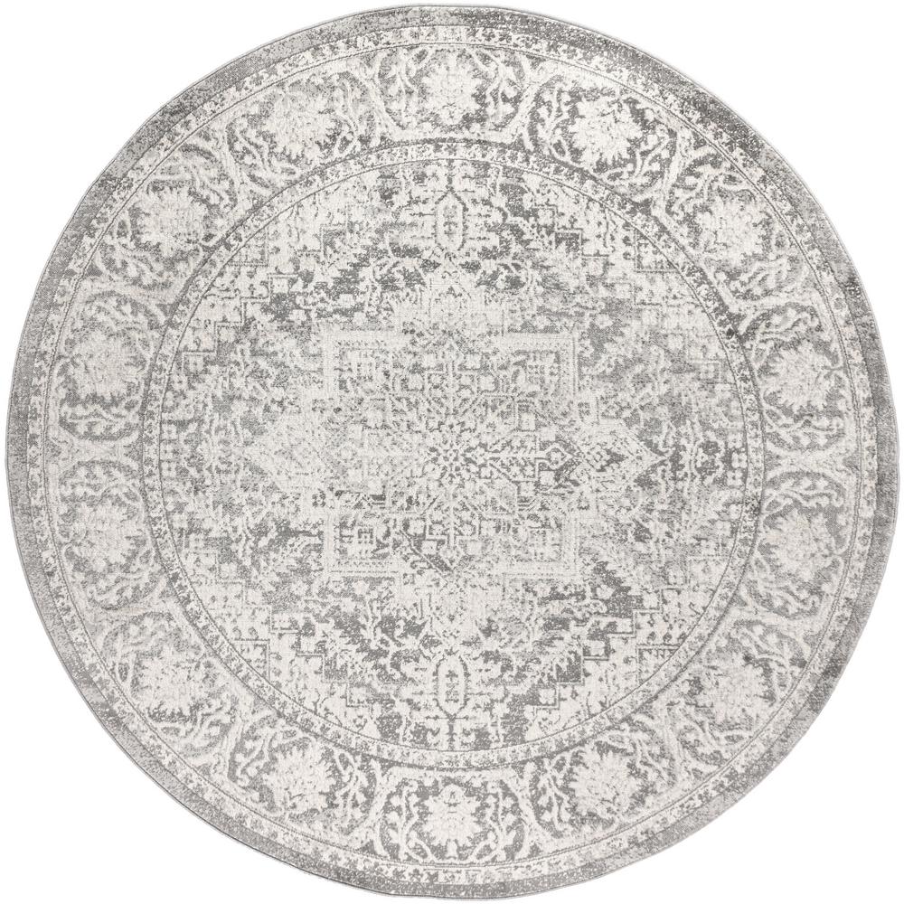 JONATHAN Y Modern Persian Vintage Medallion Light Grey 5 ft. Round Area Rug, Light Gray