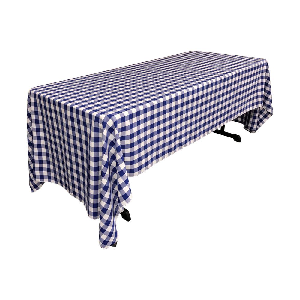 La Linen 60 In X 144 White And Royal Blue Polyester Gingham La Linen 60 In X 144 White And Royal Blue Polyester Gingham Checd