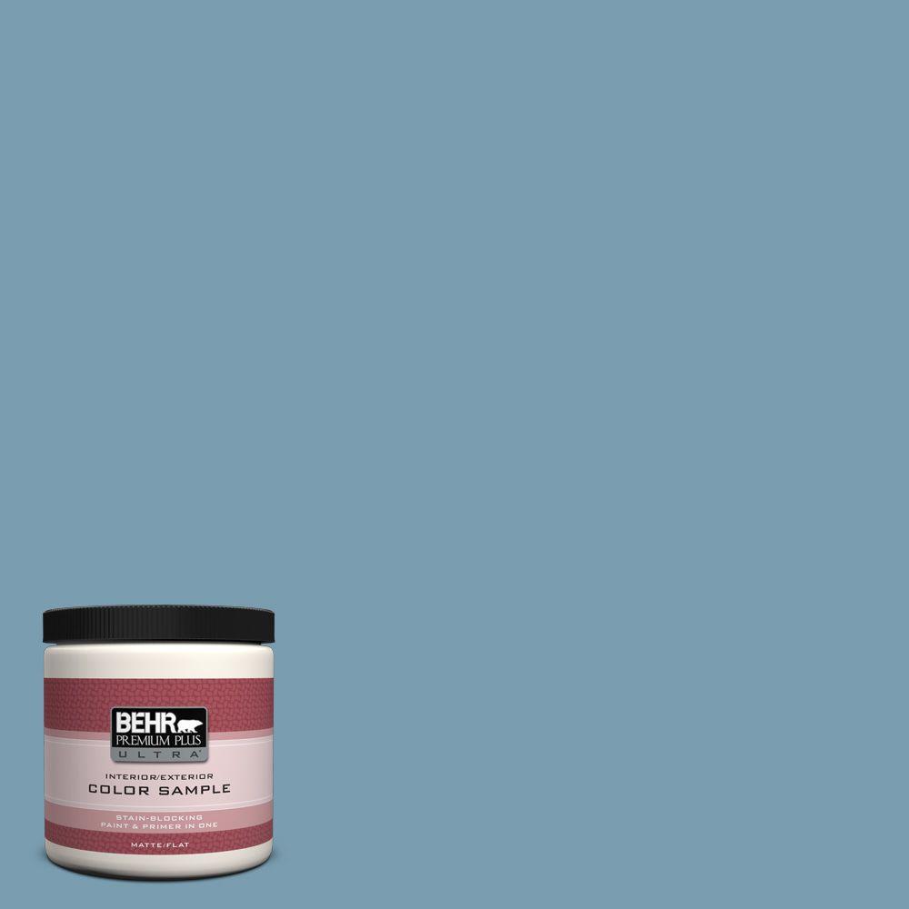 BEHR Premium Plus Ultra 8 oz. #UL230-17 Blue Cascade Interior/Exterior ...