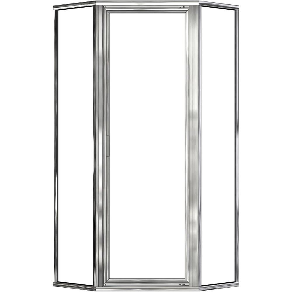 Basco Deluxe 24 1 2 In X 68 5 8 In Framed Neo Angle Hinged Shower Door In Chrome Dlxh60c1768clsv The Home Depot