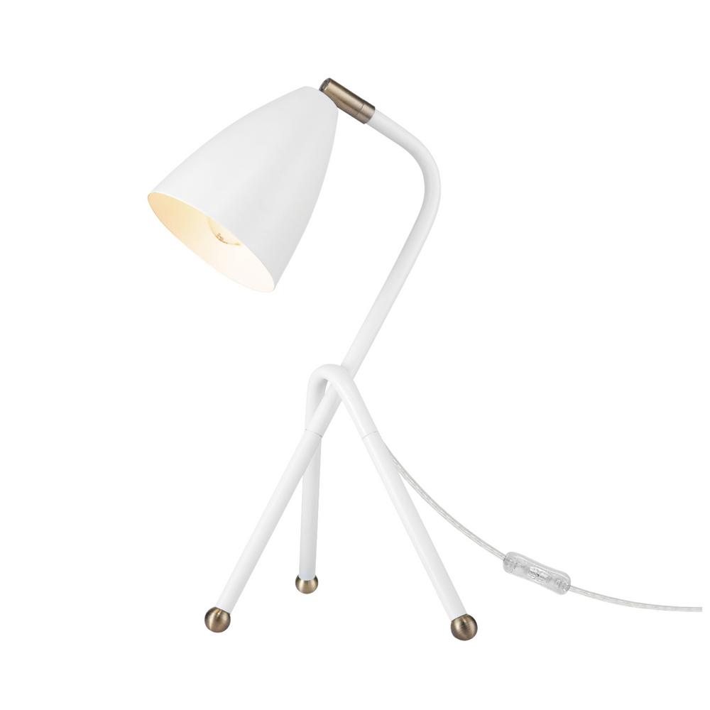 Novogratz X Globe Electric 16 Matte White Desk Lamp With Antique