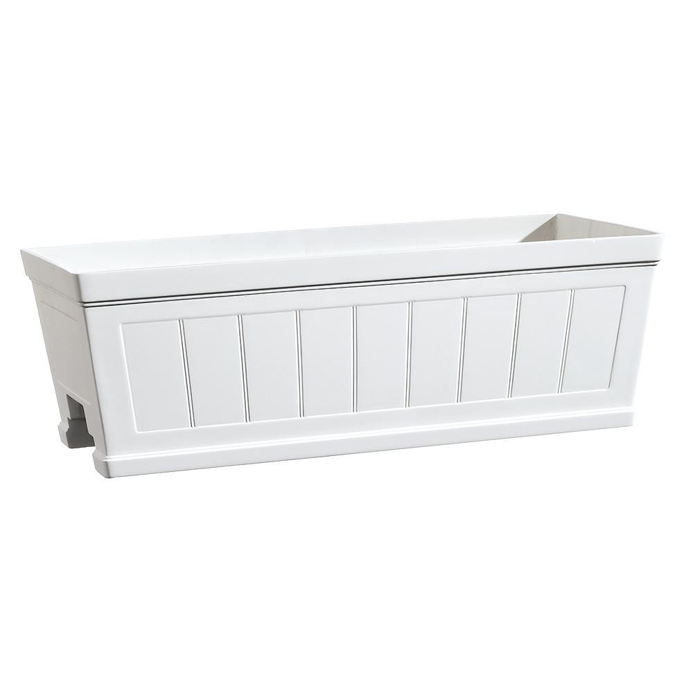 Hanover 27 in. White Resin Beadboard Deck Rail PlanterHD1116089 The