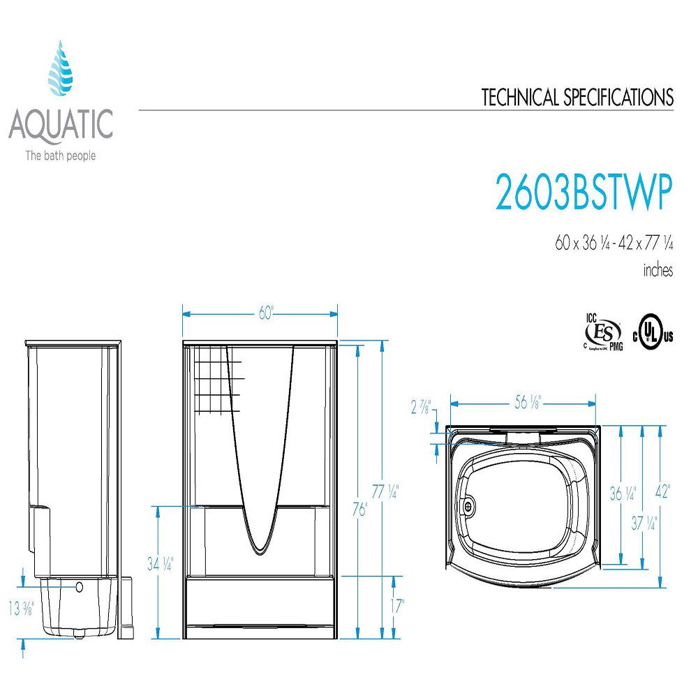 Aquatic Everyday Smooth Tile 60 in. x 36.3 in. x 77.3 in. 1Piece