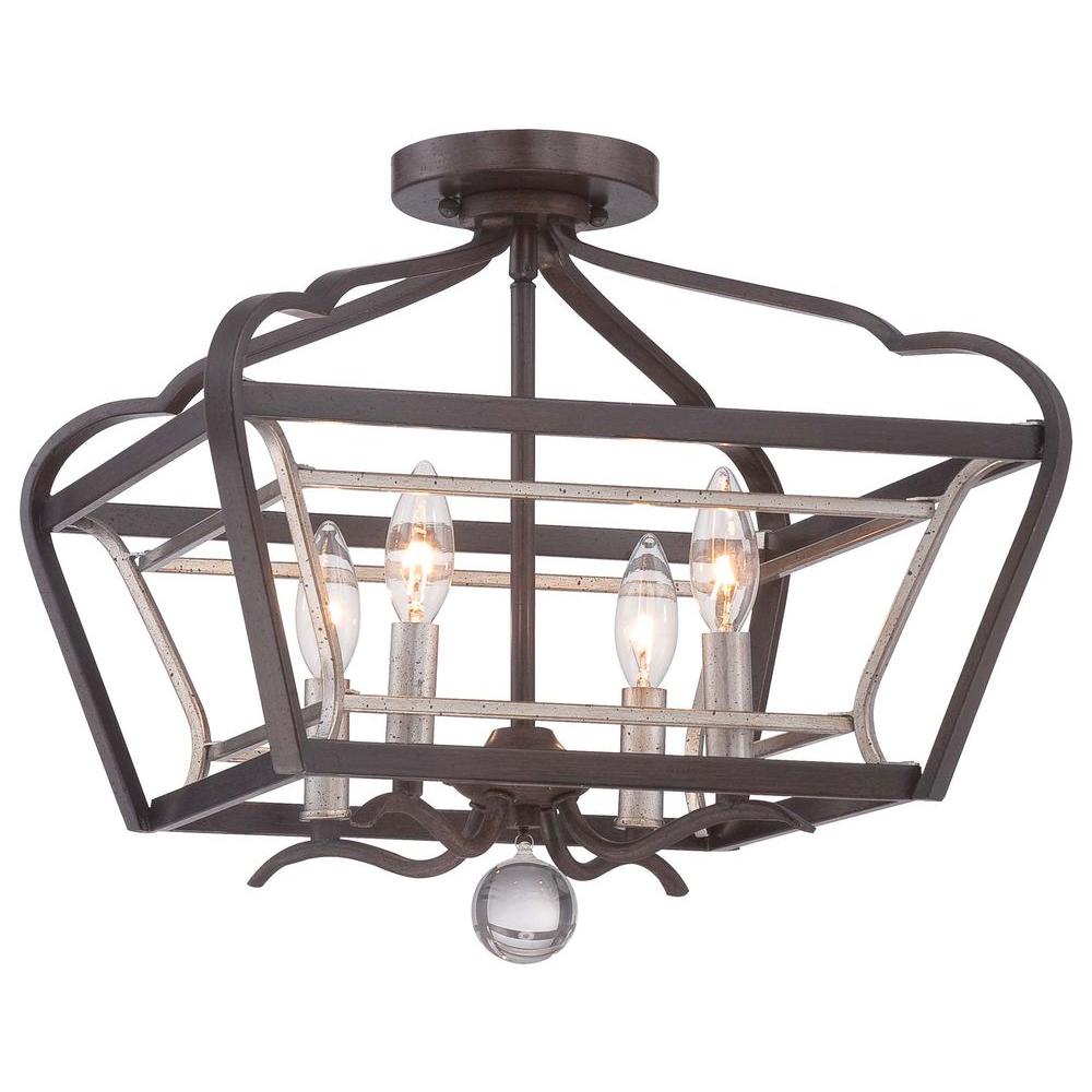 Minka Lavery Astrapia 4 Light Dark Rubbed Sienna With Aged Silver Semi Flush Mount
