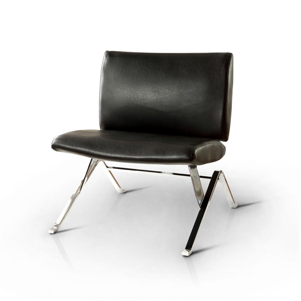Furniture Of America Jolie Black Leather Accent Side Chair Idf
