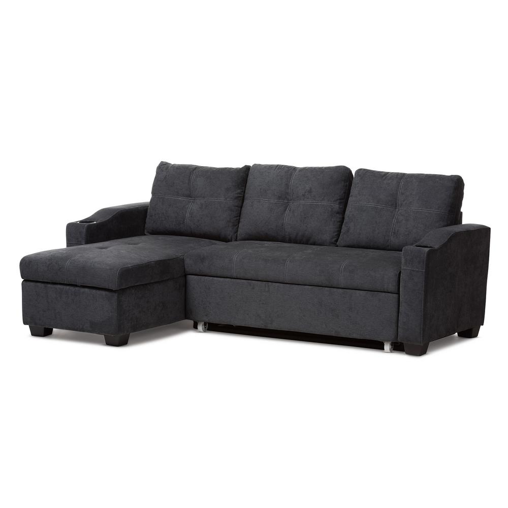 Gray Sectionals Living Room Furniture The Home Depot Lianna Dark Gray Fabric Sectional Light