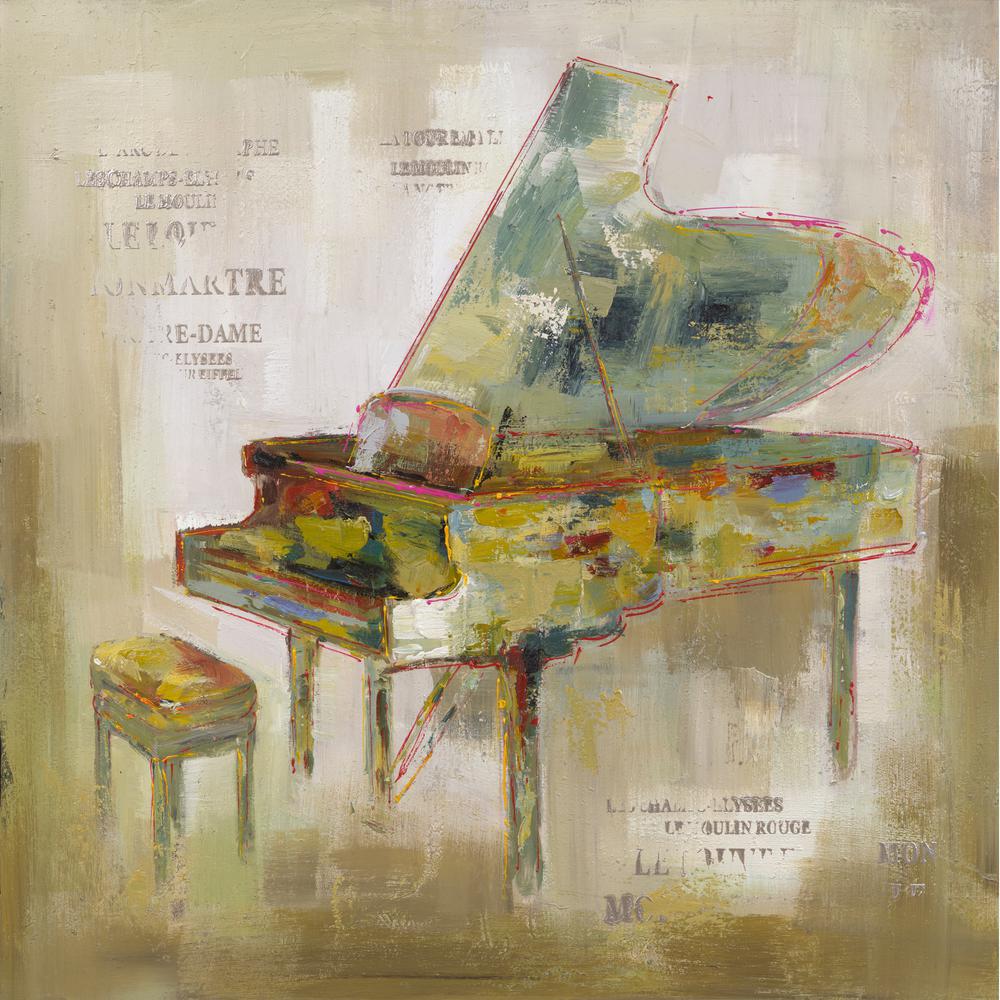 Yosemite Home Decor 40 in. x 40 in. "Paris Piano" Hand Painted