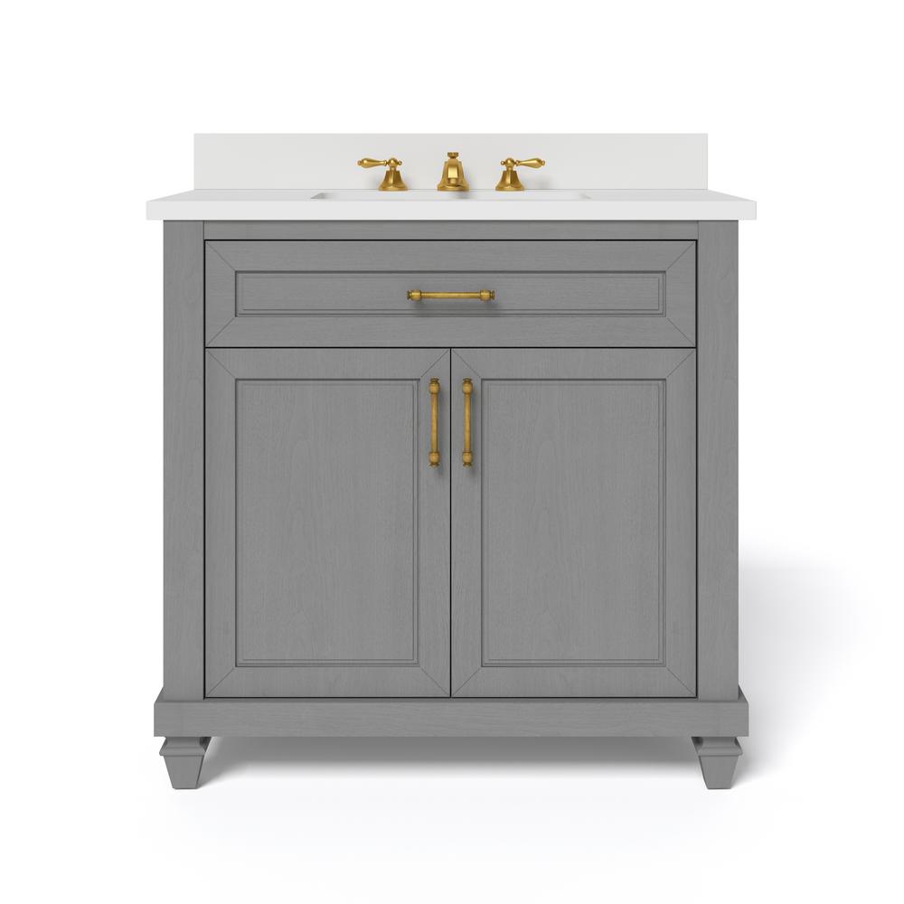 Unbranded Grovehurst 36 In W X 34 5 In H Bath Vanity In Antique Grey With Engineered Stone Vanity Top In White With White Basin As Low As 549 99 Upc 764053532849 Dexter Clearance