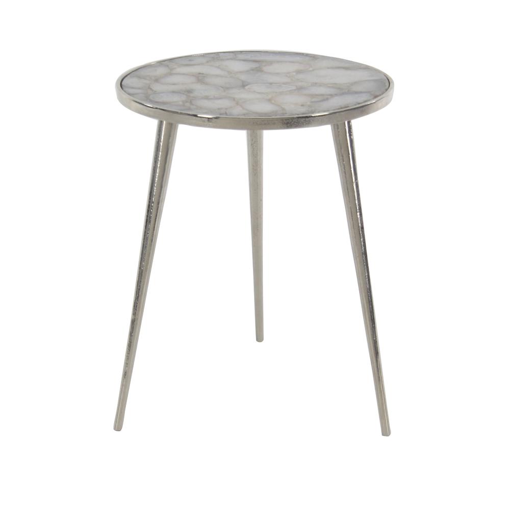 Litton Lane Gray Round Side Table With White Accents 46720 The Litton Lane Gray Round Side Table With White Accents