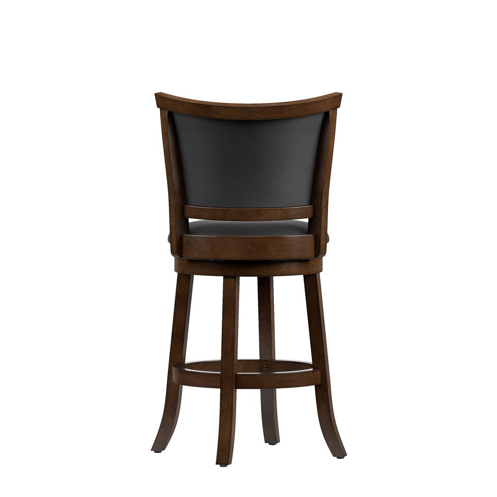 Corliving Woodgrove 25 In Counter Height Swivel Bar Stools With Black Bonded Leather Seat And Backrest Set Of 2 Dwg 104 B The Home Depot