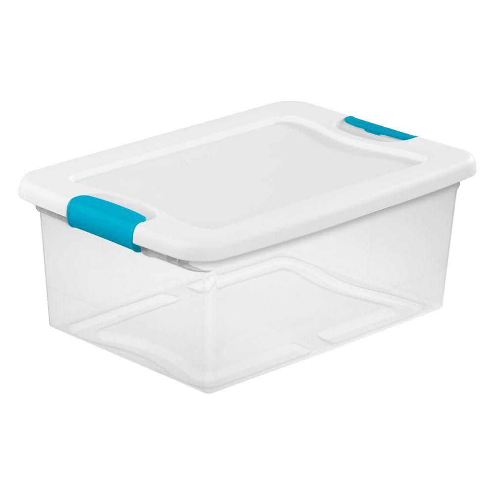 Sterilite 15 Qt Latching Storage Box 14948012 The Home Depot Sterilite 15 Qt Latching Storage Box