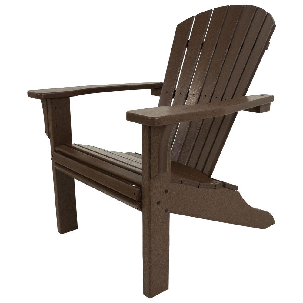 POLYWOOD Seashell Mahogany Plastic Patio Adirondack Chair-SH22MA - The