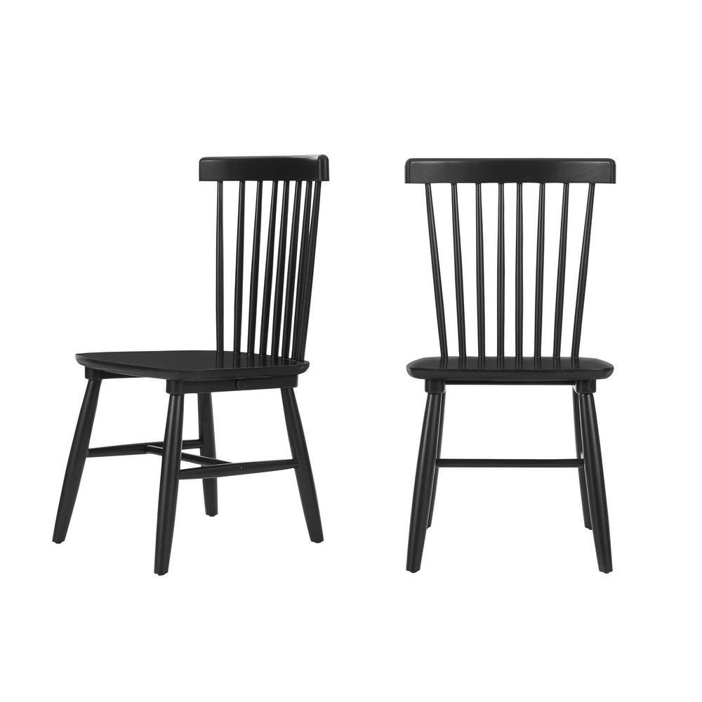 stylewell stylewell black wood windsor dining chair set of 2 1950 in w  x 35 in hc083  the home depot