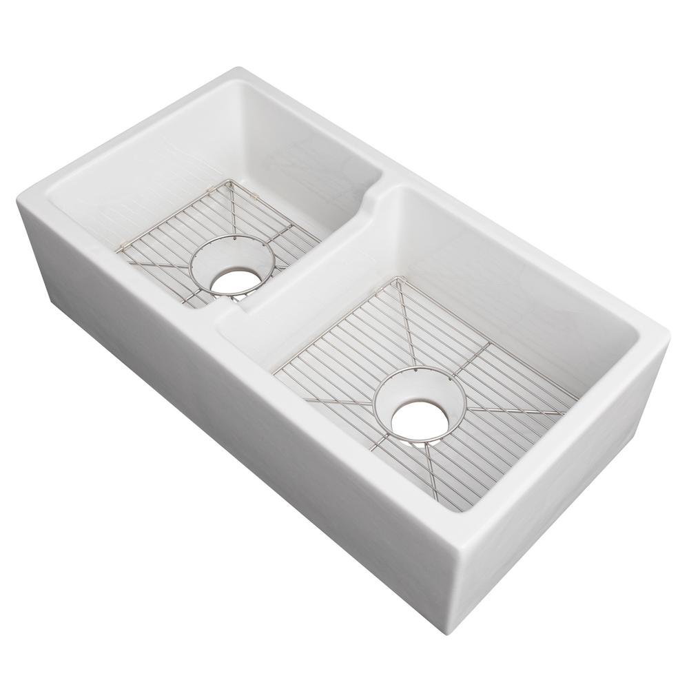 ZLINE Kitchen and Bath ZLINE Fireclay 36 in. Reversible Double Bowl