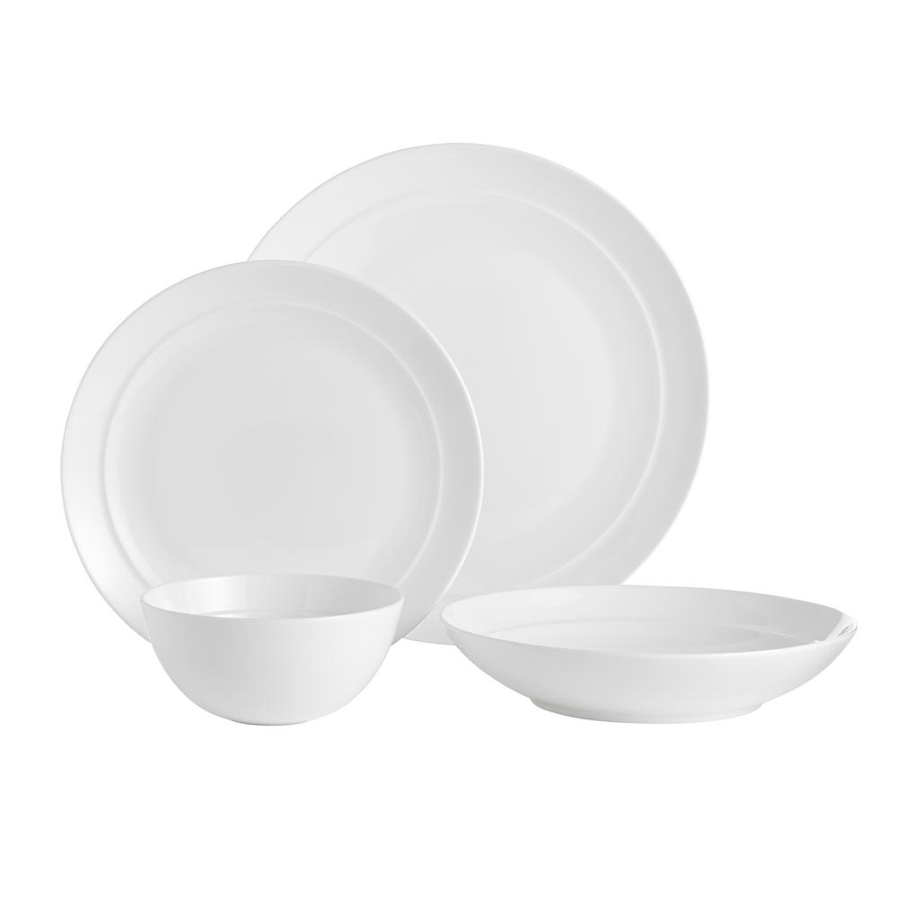 Over and Back Gatherings 16Piece Casual White Bone China Dinnerware