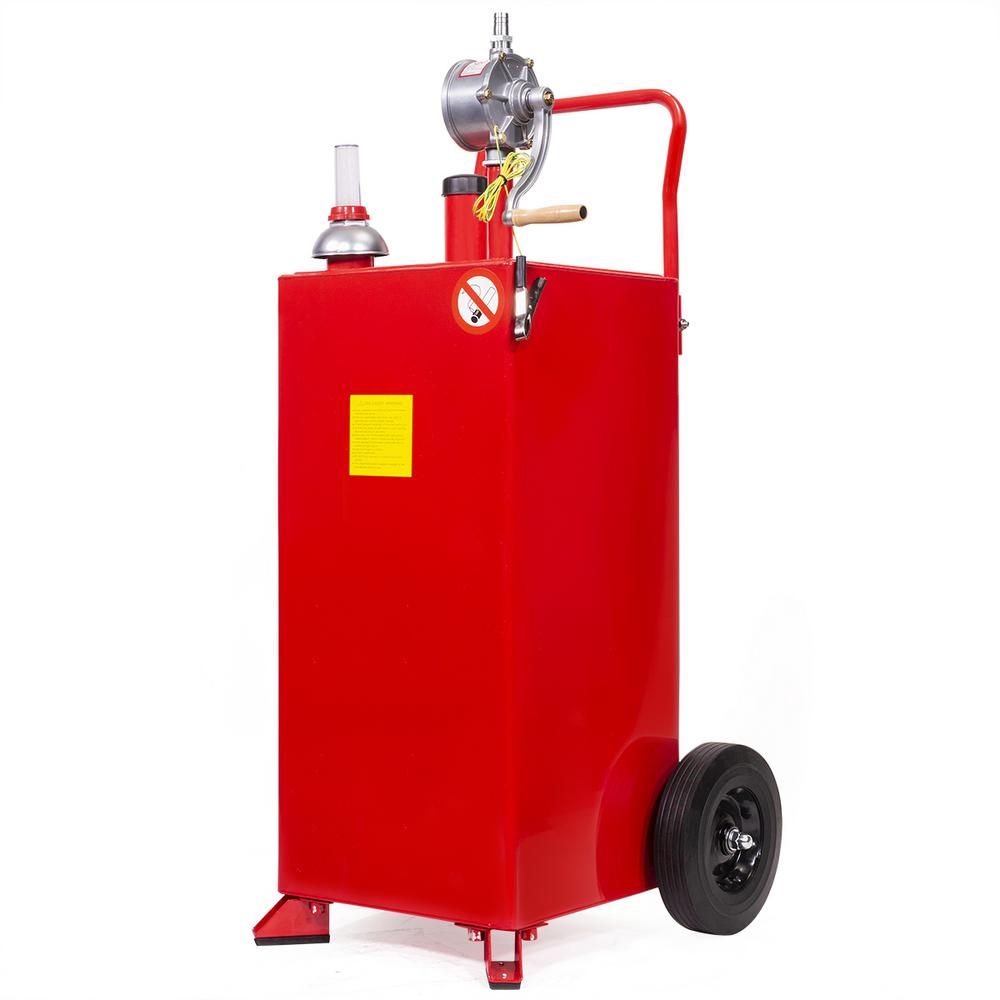 Stark 30 Gal. Portable Gas Caddy Fuel Transfer Storage Tank Rolling Gas Can with Rotary Pump