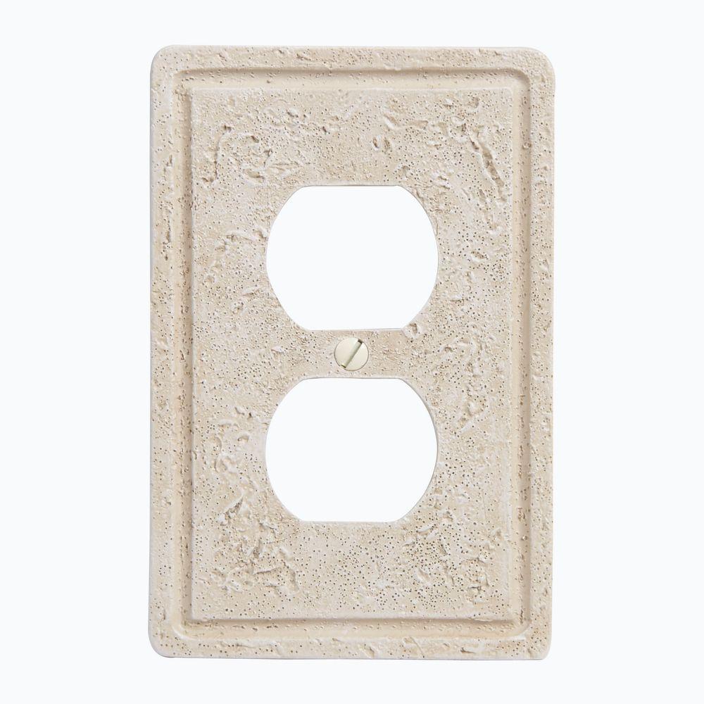 Amerelle Faux Stone 1 Duplex Wall Plate Toasted Almond 8347d The Amerelle Faux Stone 1 Duplex Wall Plate Toasted Almond