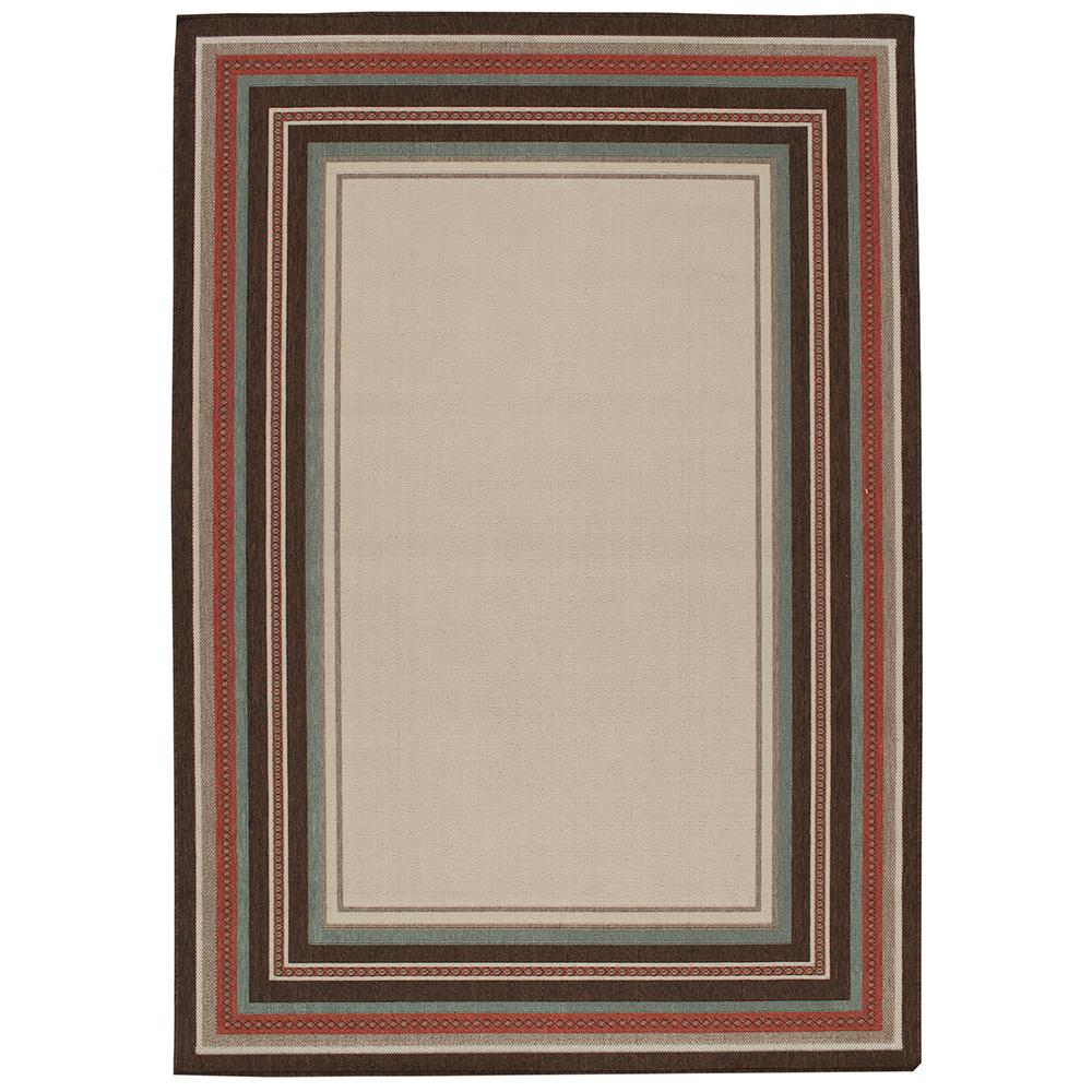 Outdoor Rugs The Home Depot Border Ivory And Brown 8 Ft X 11 Indoor Outdoor Area Rug