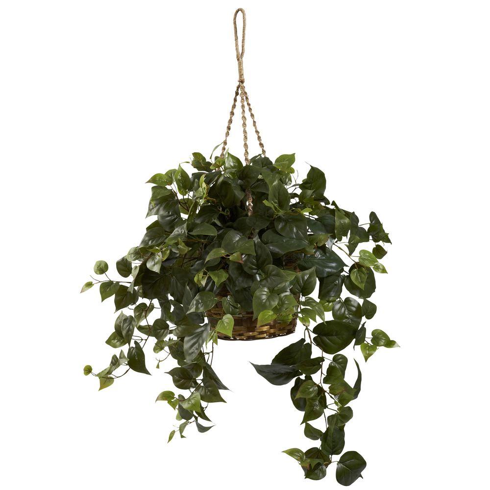 Nearly Natural Philo Hanging Basket-6736 - The Home Depot